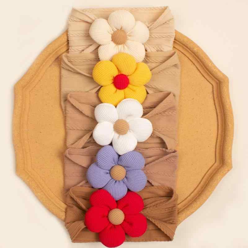 ベビー ヘアアクセサリー ヘアターバン ヘッドスカーフ ヘアバンド 5点セット 欧米風 花柄 綿入り ポリエステル素材 ブラウン ベージュ おしゃれ かわいい 幼児 赤ちゃん 出産祝い ギフト 新生児 乳幼児向け
