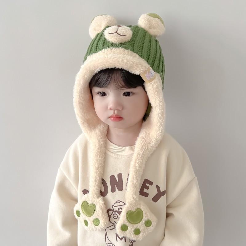 ニット帽 キッズ ベビー 男の子 女の子 2歳 7歳 秋冬 防風 耳あて 裏起毛 保温 伸縮性 ストレッチ アニ..