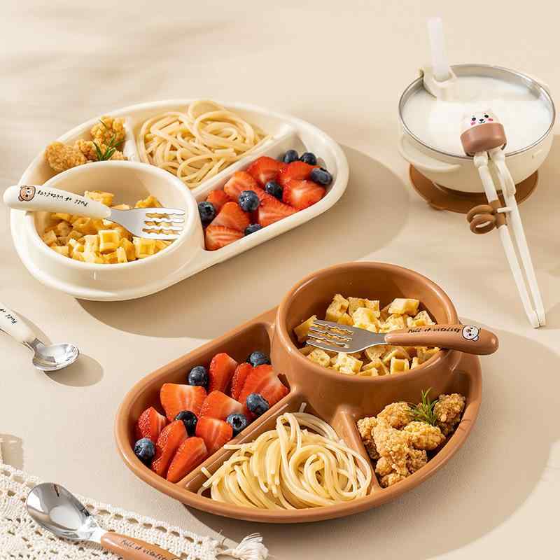 ベビー食器 キッズ 子供用 転倒防止 吸盤付き ステンレス製 離乳食ボウル プレート スプーン フォーク ..