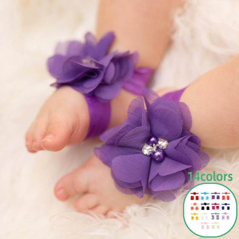 ベビー アクセサリーセット 赤ちゃん 幼児 乳幼児 新生児 ヘアバンド リストフラワー 足飾り シフォン ..