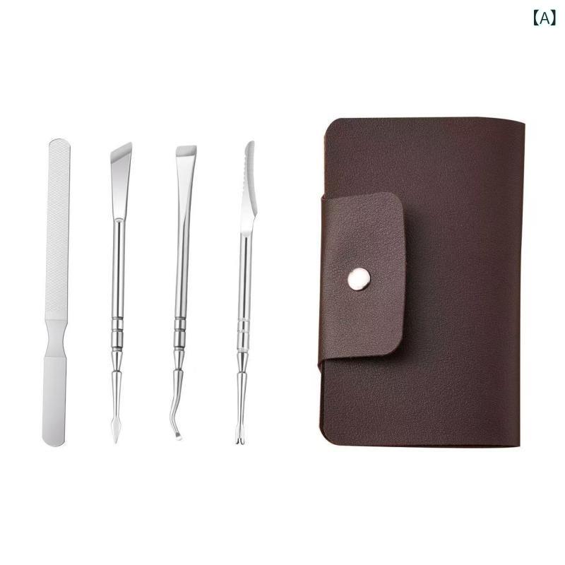 フットケア用品 プロ仕様 ステンレス製 角質除去 タコ ウオノメ 巻き爪 陥入爪ケア 爪切り ネイルクリーナー 4点セット 専用ケース付き 自宅 セルフケア