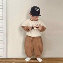 ベビー 男の子 スウェット パンツ 上下セット 長袖 春秋 お出かけ着 韓国子供服 綿混 やわらか素材 キャラクタープリント フードなし 幼児服