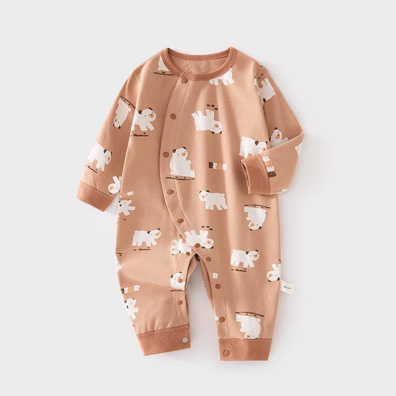 ロンパース ベビー 新生児 フラットシーマ縫製 縫い目なし コットン100% 純綿 斜め前開き 男女兼用 長袖 春秋 部屋着 寝巻 お出かけ着 カバーオール 60 70 80 90cm 乳幼児 赤ちゃん 男の子 女の子 かわいい おしゃれ