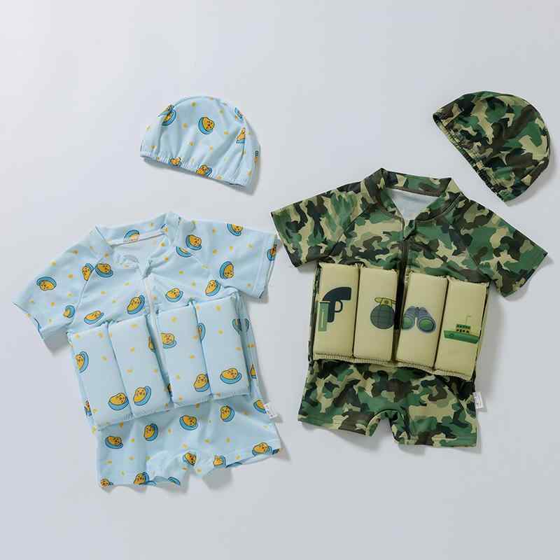 水着 キッズ ベビー 男の子 女の子 浮力 ライフジャケット機能 接触冷感 速乾 UVカット 日焼け防止 半袖 オールインワン 連体タイプ プール 海水浴 水泳用