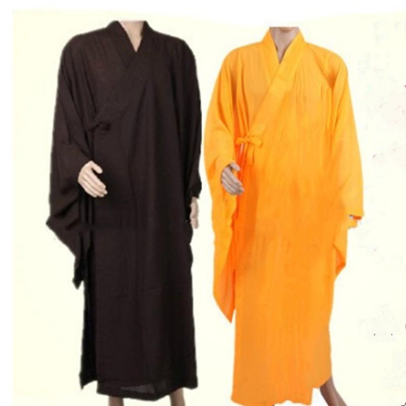 法衣 男女兼用 居士服 僧侶服 夏用 透けにくい 伝統的 涼しい 長衣 麻混紡 リネン素材 通気性 黄色 コ..