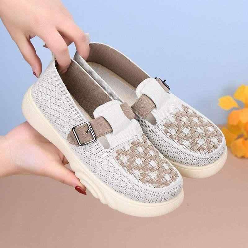 シューズ メンズ シニア 中高年 軽量 通気性 滑り止め スリッポン フラットソール カジュアル ローカット 快適クッション ストレッチ素材 手編み 春夏 デイリーユース 散歩 旅行 ゴム底