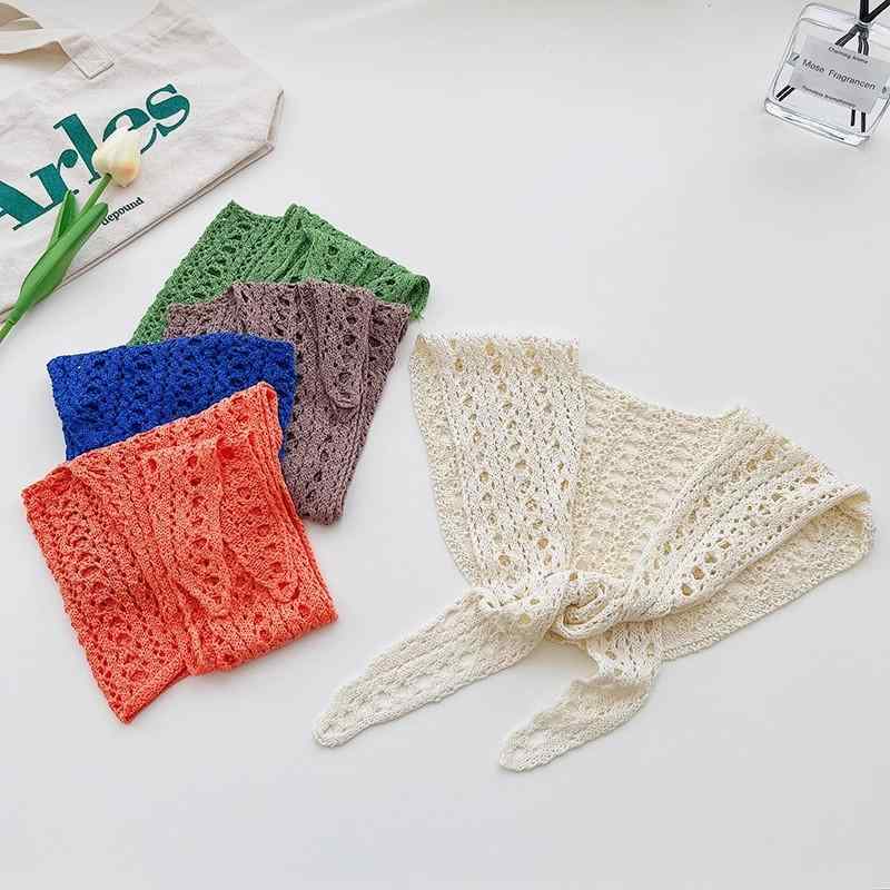 スカーフ 女の子 コットン レース 透かし編み 三角巾 ショール ストール 春秋冬用 おしゃれ 韓国風 フ..