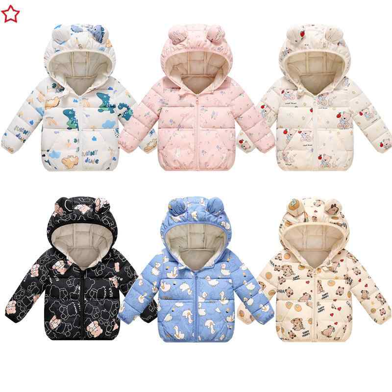 ・カテゴリ: キッズ中綿ジャケット・性別: 男女兼用・スタイル: カジュアル・対象年齢: 3〜8歳・生地加工: 柔軟加工・中綿: ポリエステル・フード: フード付き・厚さ: 薄手・柄: カートゥーン・主な素材: ナイロン100%・裏地素材: ポリエステル100%・開閉方法: ジップアップ・ネックライン: クルーネック・カラー展開: ピンク、ブルー、ホワイト、オフホワイト、カーキ、ブラック・サイズ展開: 80cm、90cm、100cm、110cm、120cm