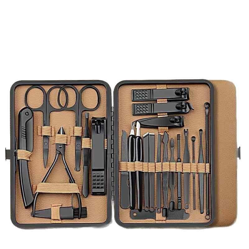 ネイルケアセット 男女兼用 子供用 プロ仕様 巻き爪 陥入爪 ケア 24点セット ステンレス製 爪切り ハサミ ヤスリ ピンセット 耳かき 多機能 携帯用 フッ...