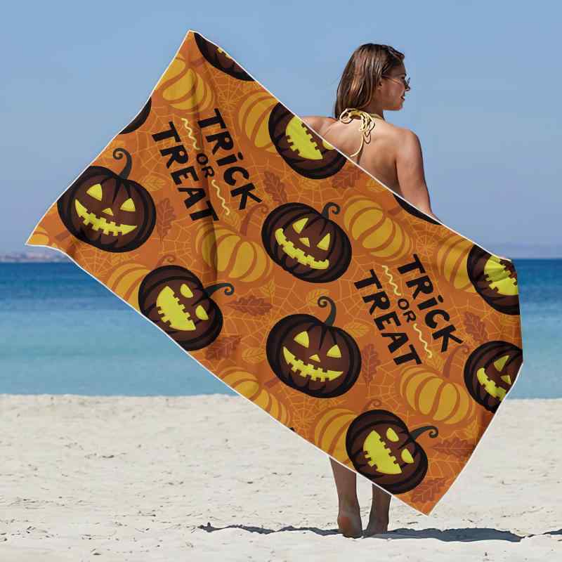 ビーチタオル マイクロファイバー 吸水速乾 ふわふわ 肌触り 大判 長方形 ハロウィン柄 3Dデジタルプリント ポリエステル素材 プール 海水浴 レジャー バスタオル