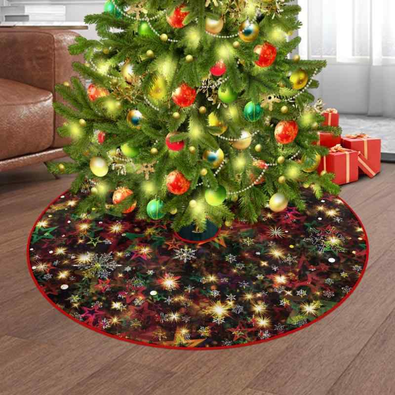 クリスマスラグ フリース素材 クリスマスツリースカート 星柄 雪の結晶 ドット柄 プリント フロアマッ..