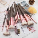 メイクブラシ 15本 柔らか極細毛 人工毛 フェイスパウダー チーク ファンデーション アイシャドウ コンシーラー 携帯用 化粧筆 コスメブラシ フルセット