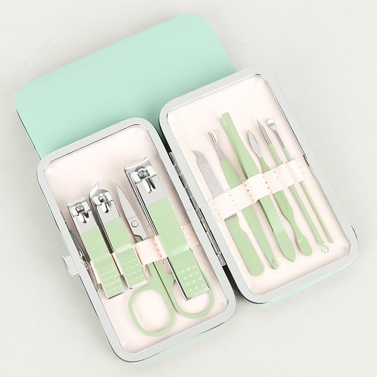 爪切り セット 家庭用 携帯用 抹茶グリーン 10点セット 炭素鋼製 高品質 切れ味抜群 美容 ネイルケア 甘皮ケア 爪磨き 爪やすり オールインワン プロ仕様...