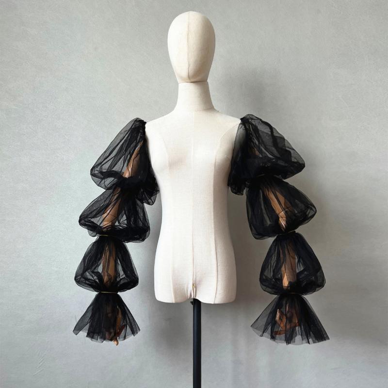 ブライダル ボレロ レディース パフスリーブ ランタンスリーブ チュール メッシュ 透け感 アームカバー..