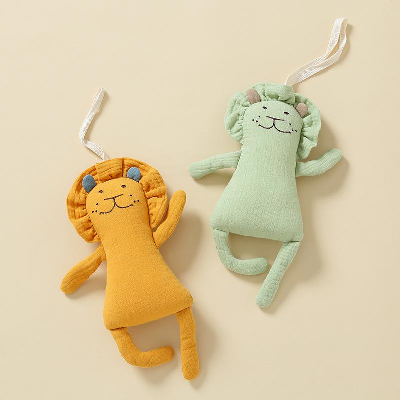 ベビー ぬいぐるみ 手人形 赤ちゃん 口に入れても安心 歯固め 噛める 綿100% ガーゼ 寝かしつけ 睡眠サポート ライオン ガラガラ パペット おもちゃ