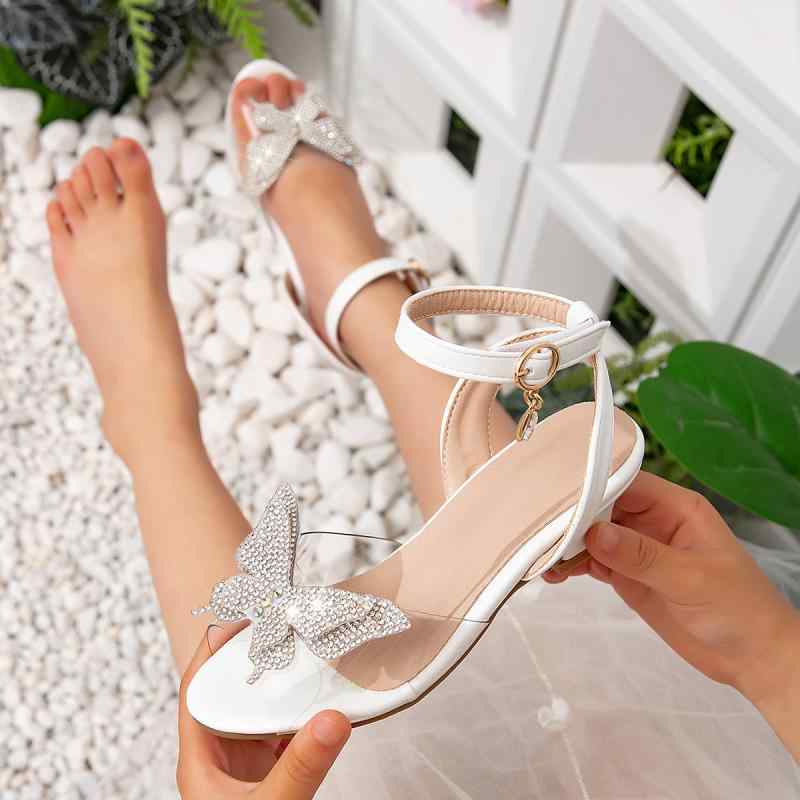 サンダル 女の子 プリンセスシューズ 軽量 滑りにくい マジックテープ ラインストーン リボン ヒール ..