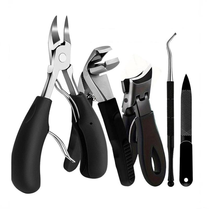 爪切り ステンレス製 湾曲刃 ネイルケアセット 5点セット 滑り止め加工 携帯用 マニキュア用品 男女兼用 プロ仕様 巻き爪対策