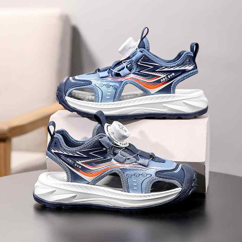 スポーツサンダル 男の子 キッズ ジュニア 小学生 中学生 つま先保護 クローズドトゥ ソフトソール 柔..