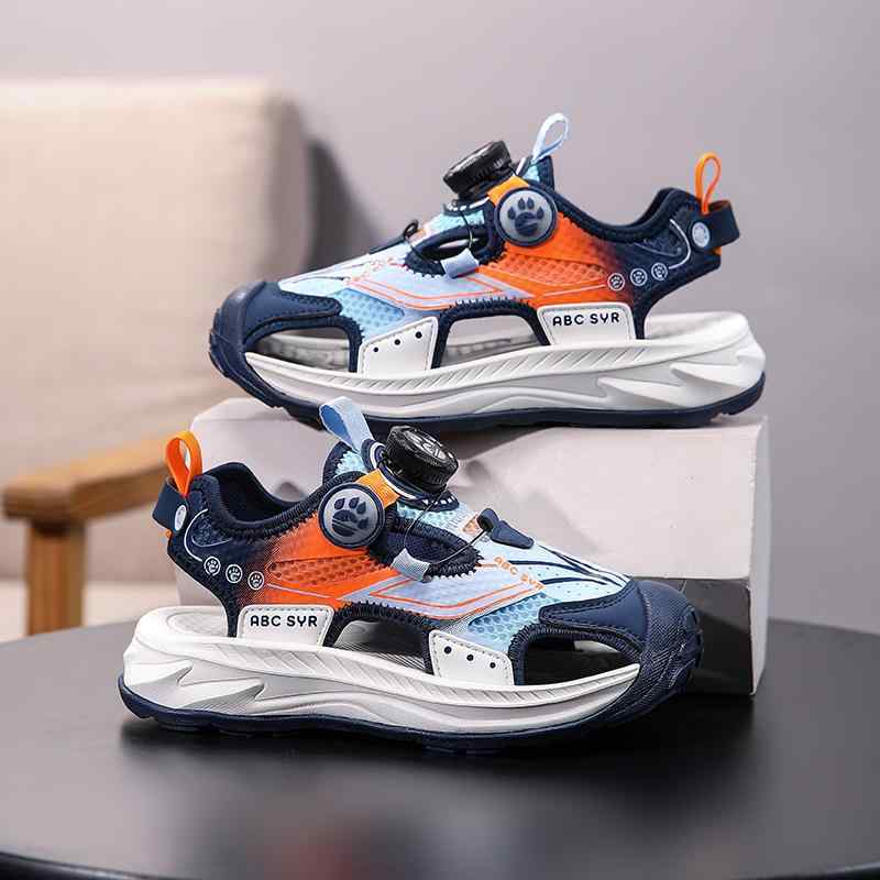 ビーチサンダル キッズ 男の子 小学生 つま先保護 クローズドトゥ 軽量 ソフトソール ジルコニアル式 スポーツ 夏 人工皮革 ストライプ柄 マリンシューズ