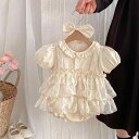 ロンパース 女の子 ベビー服 半袖 夏用 薄手 プリンセス風 レース フリル コットン100% かわいい 赤ちゃん カバーオール 60 70 80 90cm お...
