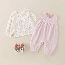 ベビー服 女の子 かわいい 花柄 フラワー ロンパース サロペット オーバーオール パンツ セットアップ 2点セット 長袖 柔らかい 肌に優しい 秋冬 普段着 ...