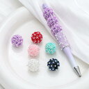 アクセサリーパーツ 春夏 ラインストーン付き デイジー小花 樹脂粘土 ボール型 貫通穴 ビーズ DIY ハンドメイド ミックスカラー(4)