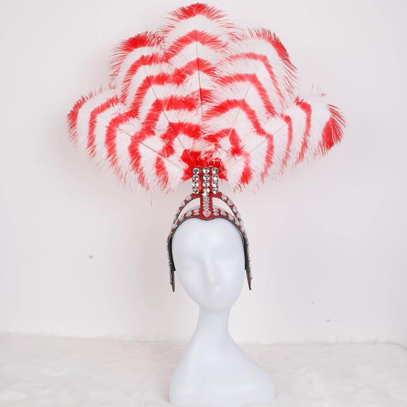 ヘッドドレス ユニセックス ハロウィン フェザー クラウン マルチカラー ラインストーン パンク 華やか..