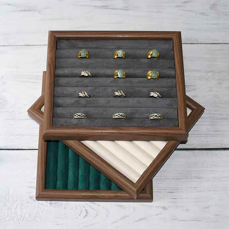 アクセサリー収納 高級感 天然木製 ウォールナットカラー リングトレイ 指輪 ブレスレット ピアス イヤ..