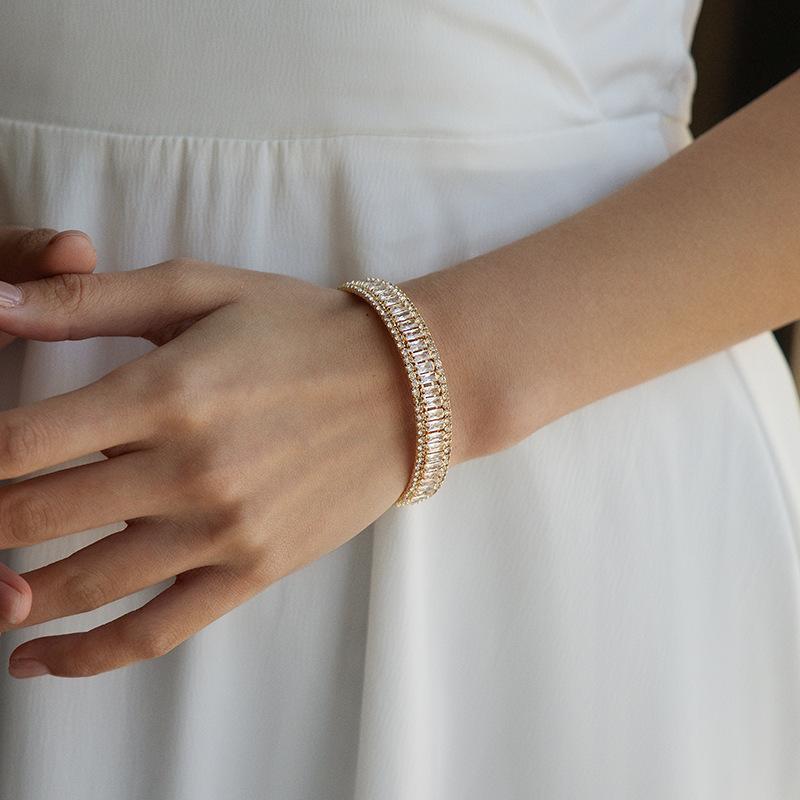 ブレスレット レディース フレンチ 宮廷風 レトロ ジルコニア 埋め込み ラウンド フルストーン オープ..