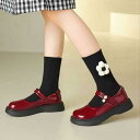 シューズ キッズ 女の子 軽量 ソフトソール 本革 レザー切り替え プリンセス風 レトロ かわいい メリージェーン ストラップ パンプス ブラック フォーマル ...