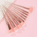 メイクブラシセット 10本 プロ仕様 クリスタルクリア スパイラルハンドル ナイロン毛 ふわふわ 柔らかい 肌に優しい 化粧筆 フェイスブラシ パウダー チーク ファンデーション アイシャドウ リップ 鼻影 ハイライト用 コスメツール