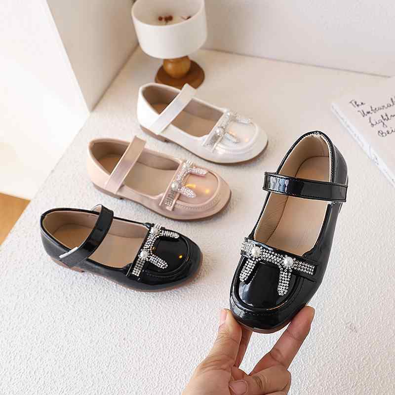 シューズ 女の子 キッズ フレンチ プリンセス フォーマル 発表会 入園式 卒園式 レザーパンプス ソフトソール 春夏 PU 面ファスナー かわいい オシャレ