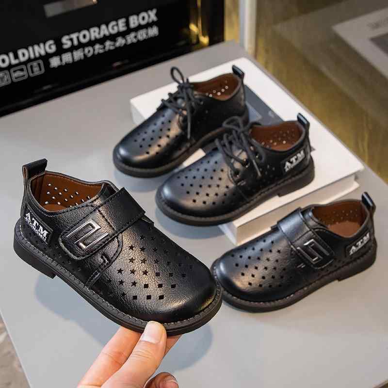 革靴 キッズ 男の子 ボーイズ 軽量 ソフトソール 衝撃吸収 防滑 通気性 ブラック フォーマル 通学用 学生 発表会 演奏会 パンチング PUレザー オールシーズン