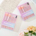 メイクブラシ 7本セット 多用途 チーク アイシャドウ リップ アイブロウ用 ゼリーカラー マットクリアハンドル 高品質ナイロン毛 携帯用 専用収納ケース付き