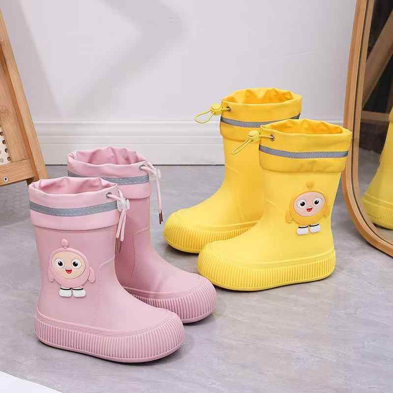 雨靴 キッズ 子供 男の子 女の子 レインブーツ 男女兼用 滑り止め 絞り口 ミドル丈 厚手 PVC製 たまご ..