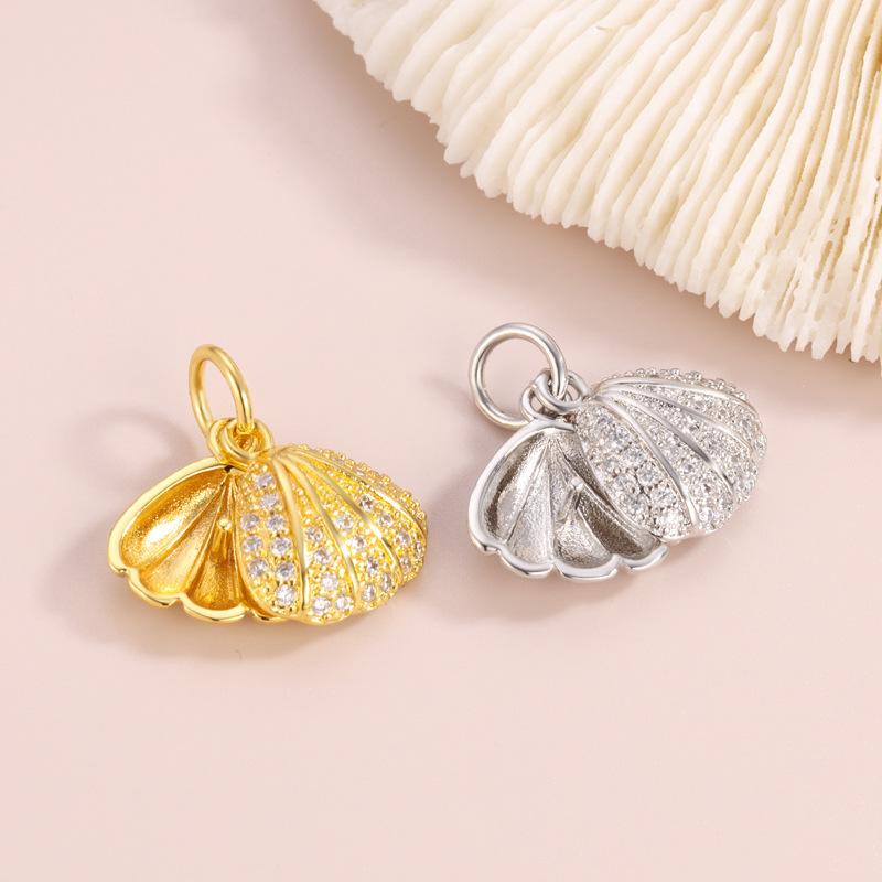 アクセサリーパーツ DIY ハンドメイド 手芸材料 銅製 マイクロパヴェ シェルモチーフ パール空枠 ペン..