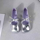 パンプス 女の子 ガールズ キッズ シルバー ゴールド 春秋 柔らかソール エナメル フォーマル 礼服用 2本ベルト マジックテープ パールボタン プリンセスシ...