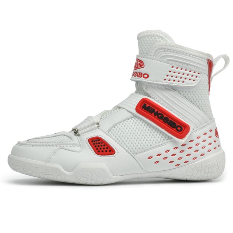 シューズ 男女兼用 キッズ 滑り止め 通気性 耐摩耗性 マジックテープ ミッドカット ボクシング ムエタイ レスリング 散打 格闘技 スクワット デッドリフト トレーニング 練習靴 合成皮革