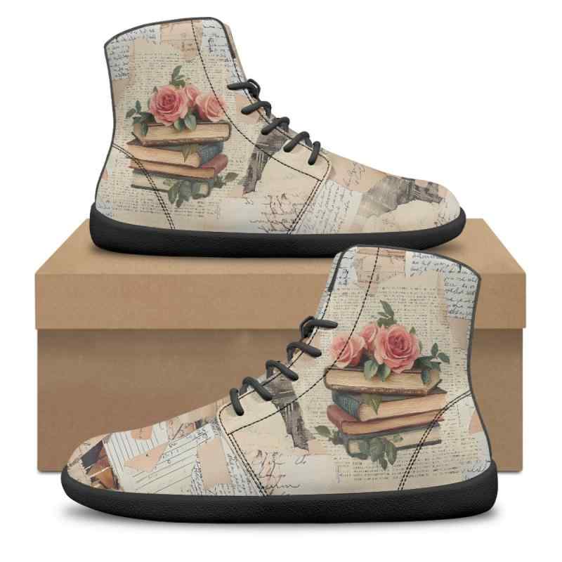 楽天モズラボトレッキングシューズ メンズ 春夏 軽量 ベアフット ローズ花柄 PUレザー レースアップ ハイカット ウォーキング アウトドア カジュアル