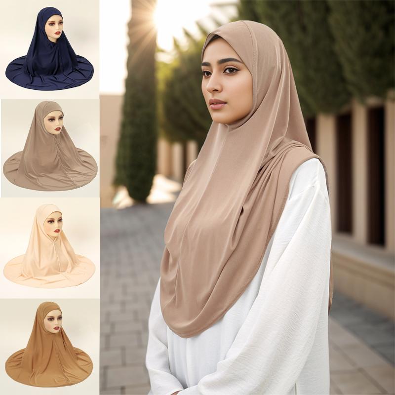 頭巾 レディース 接触冷感 アラビア マレーシア 高密度 無地 顎下カバー スカーフ ヒジャーブ ベール ..
