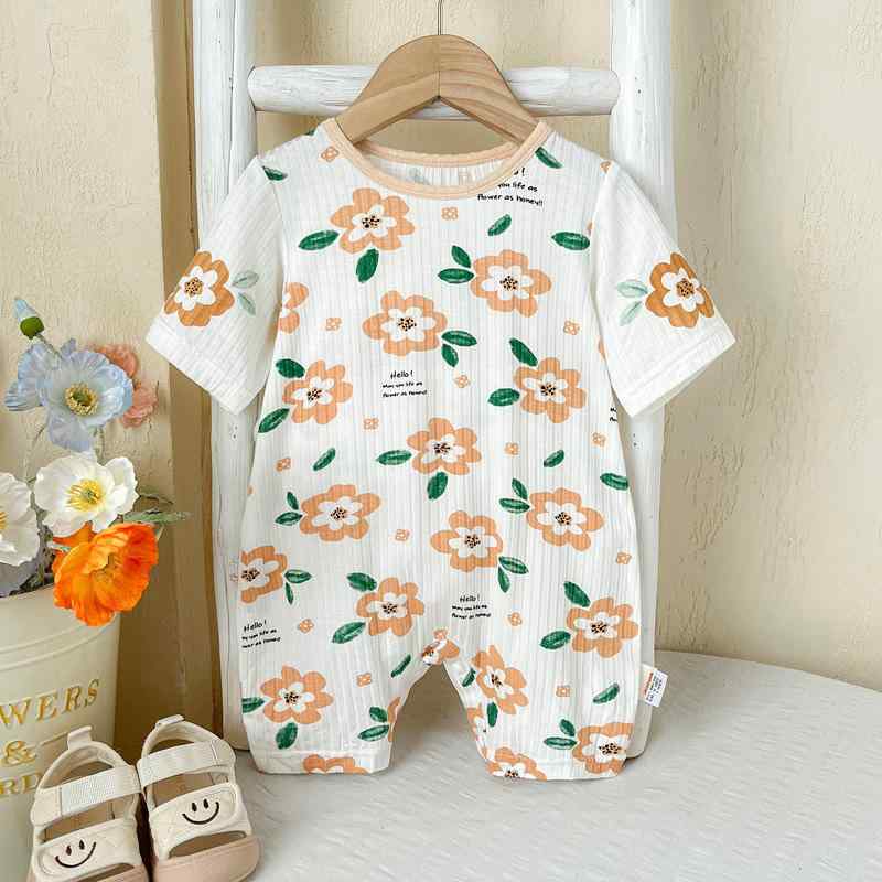 ロンパース ベビー 女の子 新生児 接触冷感 薄手 吸汗速乾 春夏 半袖 パジャマ ルームウェア レーヨン素材 小花柄 かわいい A類基準