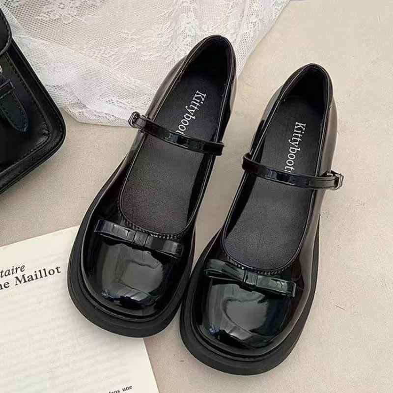 パンプス レディース メリージェーンシューズ フレンチレトロ リボン 太ヒール ミドルヒール ラウンドトゥ バックル ロリータ JKスタイル カジュアル 通勤 合皮 日系