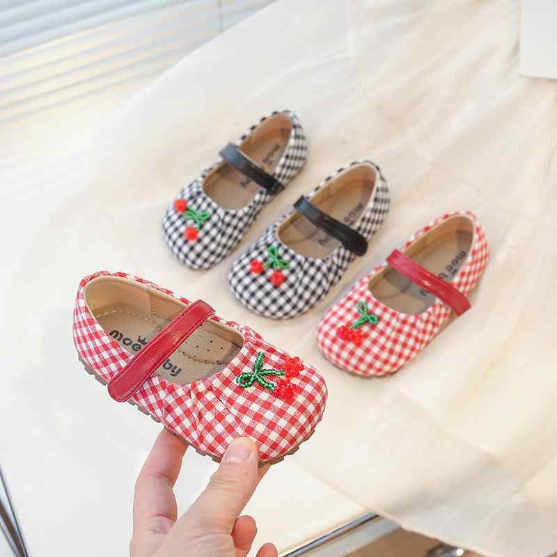 キッズ ガールズ シューズ プリンセス ダンス フラット 布製 柔らかい底 通気性 滑り止め マジックテー..