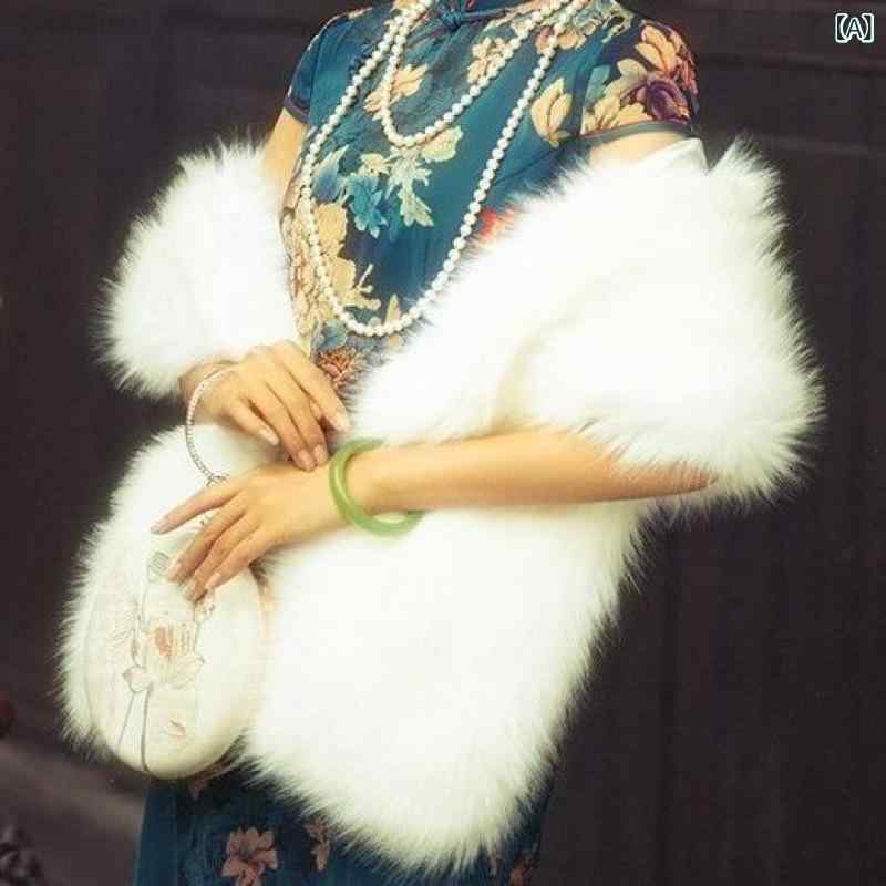 ショール レディース 保温 防寒 暖かい フェイクファー フォックスファー風 レトロ ヴィンテージ チャ..