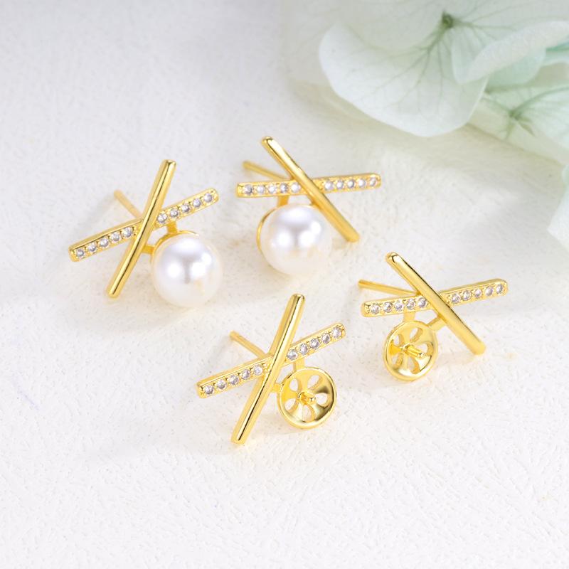 ピアスパーツ レディース DIY ハンドメイド パール用空枠セッティング 銅製 18K電気メッキ 変色防止 微..