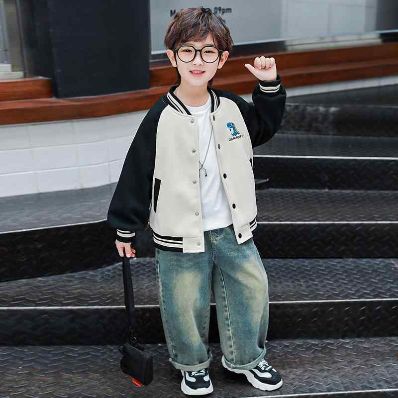 ジャケット 男の子 キッズ ジュニア スポーツ 通気性 耐摩耗性 ソフト 春秋 スタンドカラー 野球ジャケット アウター カジュアル ブルゾン 長袖 ポリエステル 恐竜柄 蝶柄 フードなし