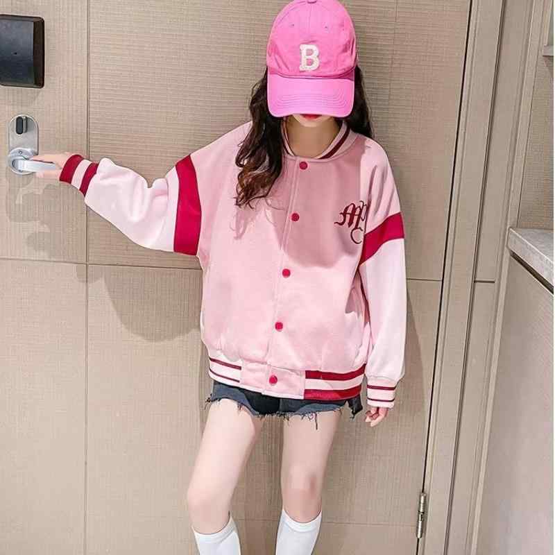 ジャケット ガールズ スタジャン 柔らかい肌触り 韓国風 カジュアル クルーネック 長袖 前開き フード..