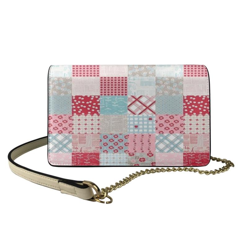 ショルダーバッグ レディース ファスナー開閉 ハート 小花柄 欧米風 レトロ PUレザー 長方形 横型 サドル ミニ 斜め掛け クロスボディ デイリーユース