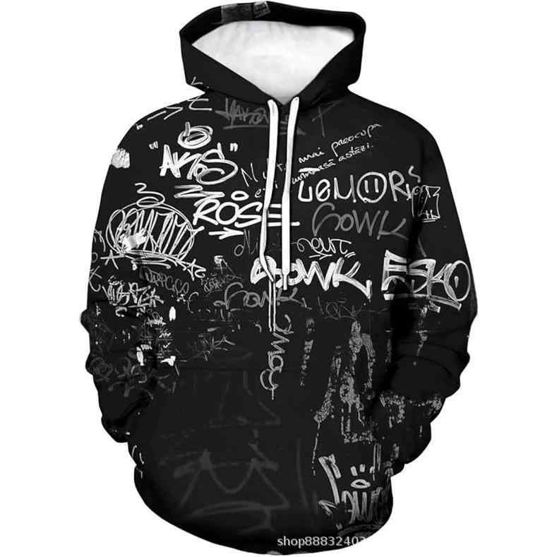 パーカー メンズ 巨大 タコ 3Dデジタルプリント 数字 公式 グラフィック 白黒 ルーズフィット ビッグシ..