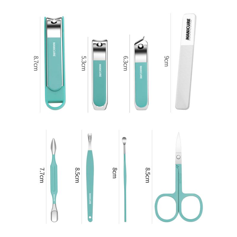 ネイルケアセット 飛散防止 携帯用 家庭用 爪切り 爪やすり 耳かき 甘皮カッター 専用収納ケース付き 8点 専門工具セット